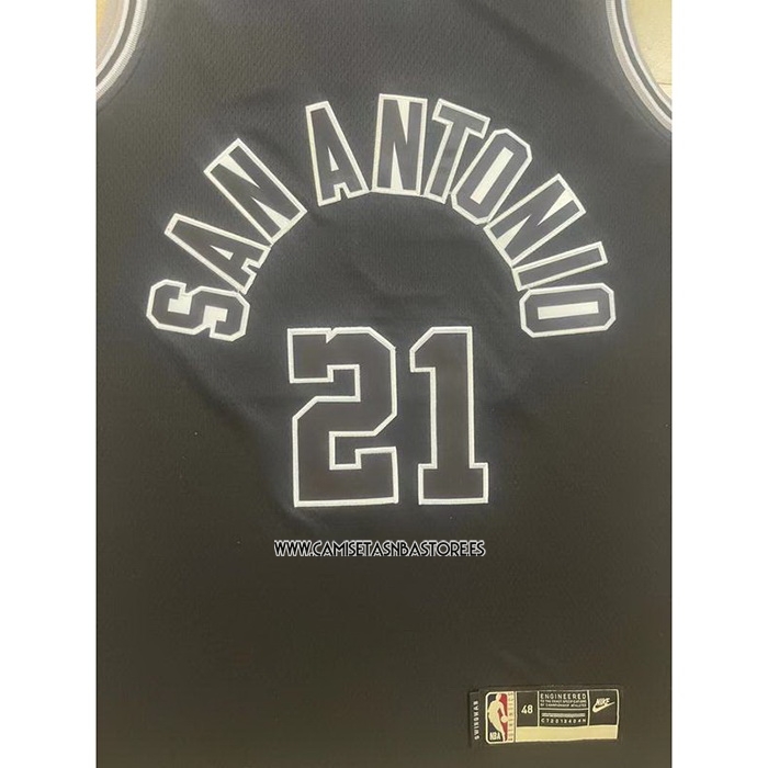 Tim Duncan NO 21 Camiseta San Antonio Spurs Statement 2022-23 Negro